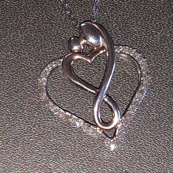 10k gold vermeil real diamond heart pendant, Genuine diamond, free appraisal HOT - Picture 5 of 8
